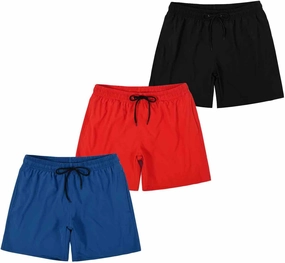 SUNDAY ROSE 3 Pack Mens Swim Trunks with Mesh Lining Quick Dry Swim Shorts Bathing Suit for Men