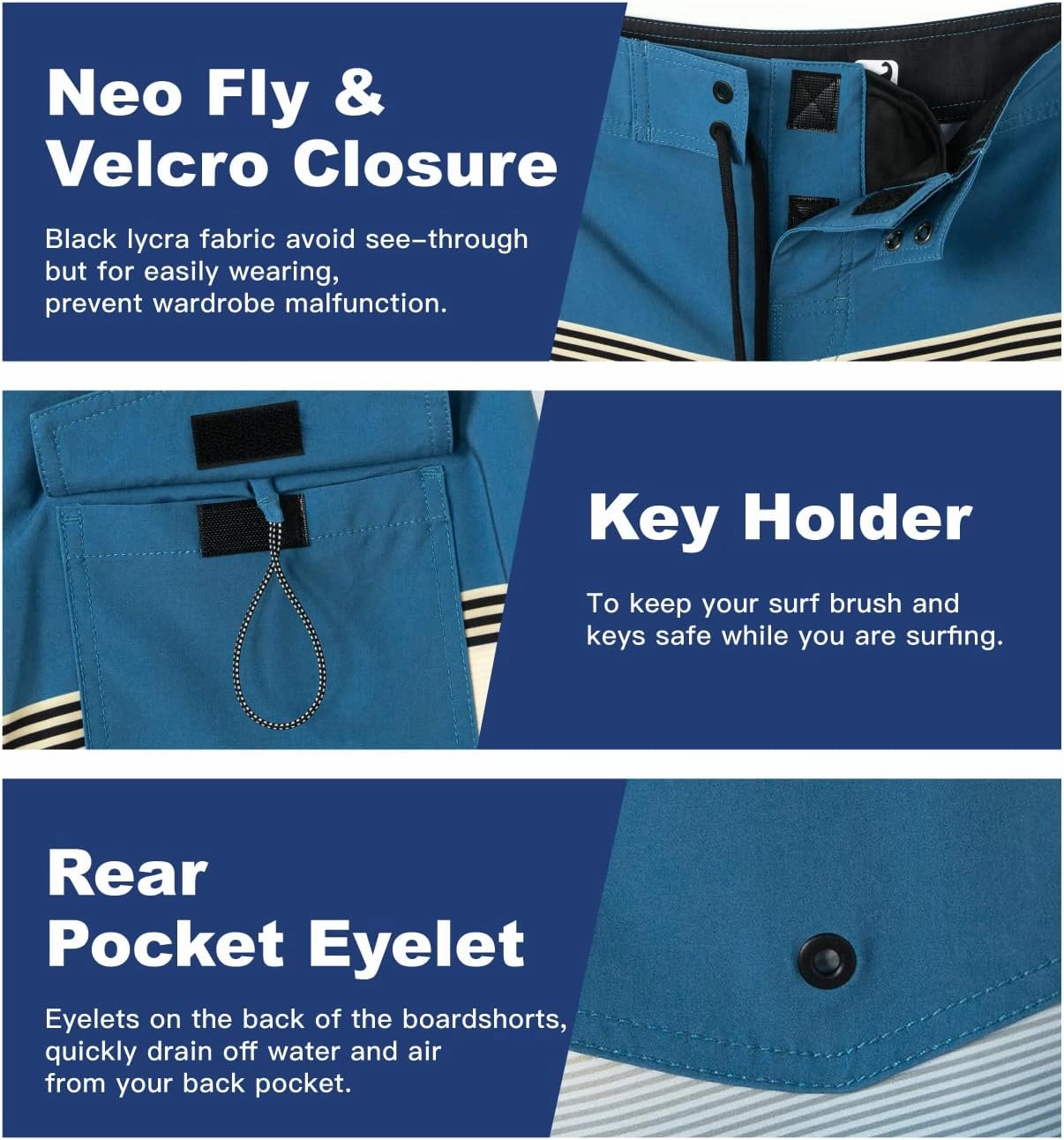 SURF CUZ Men's Board Short Beach Short 4-Way Stretch Swim Short