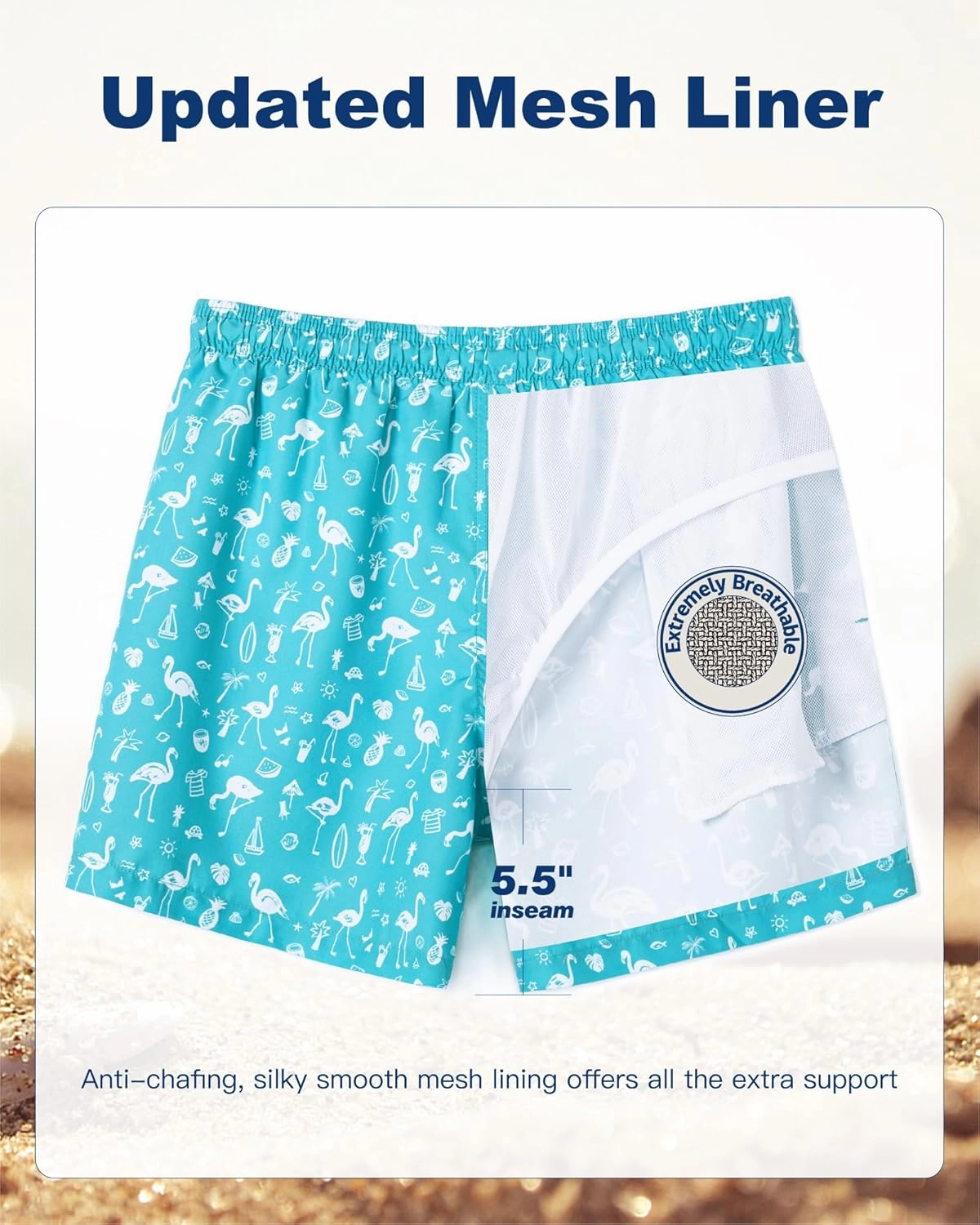 SURF CUZ Mens Swim Trunks 5 Inch Swim Shorts Quick Dry Bathing Suits for Men Beach Shorts Mesh Lining Swimming Trunks