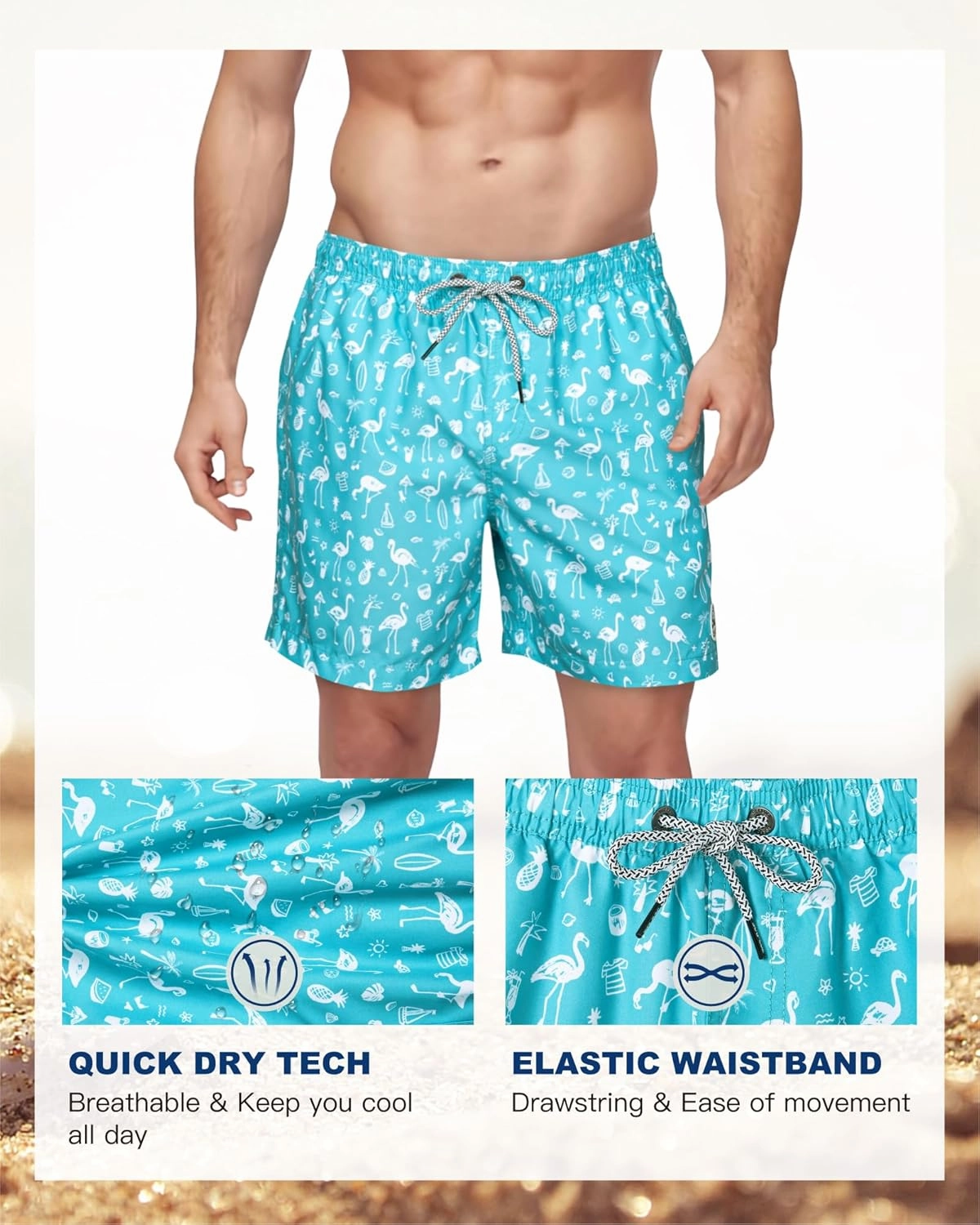 SURF CUZ Mens Swim Trunks 5 Inch Swim Shorts Quick Dry Bathing Suits for Men Beach Shorts Mesh Lining Swimming Trunks