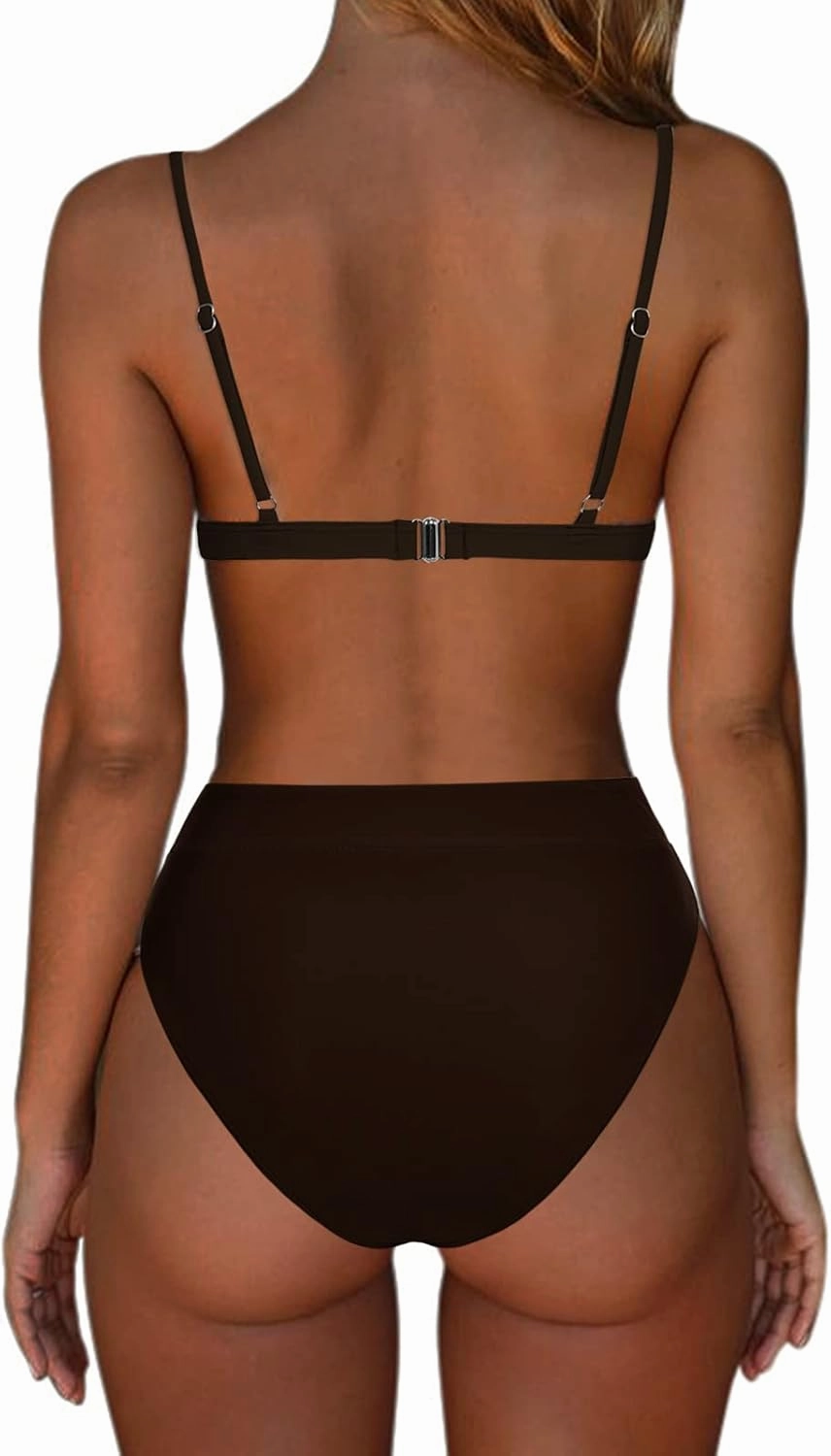 SUUKSESS Women High Waisted High Cut Bikini Set Sexy Triangle Two Piece Swimsuits