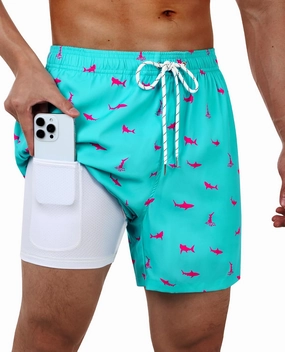 Swim Trunks Mens 5 Inch Inseam Compression Liner Short Men Bathing Suit Lined Swimming Shorts Men's Swim Suits