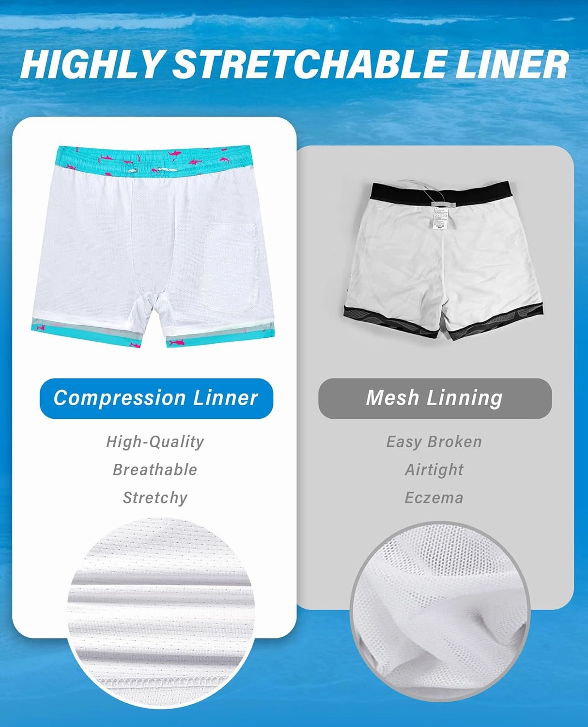 Swim Trunks Mens 5 Inch Inseam Compression Liner Short Men Bathing Suit Lined Swimming Shorts Men's Swim Suits