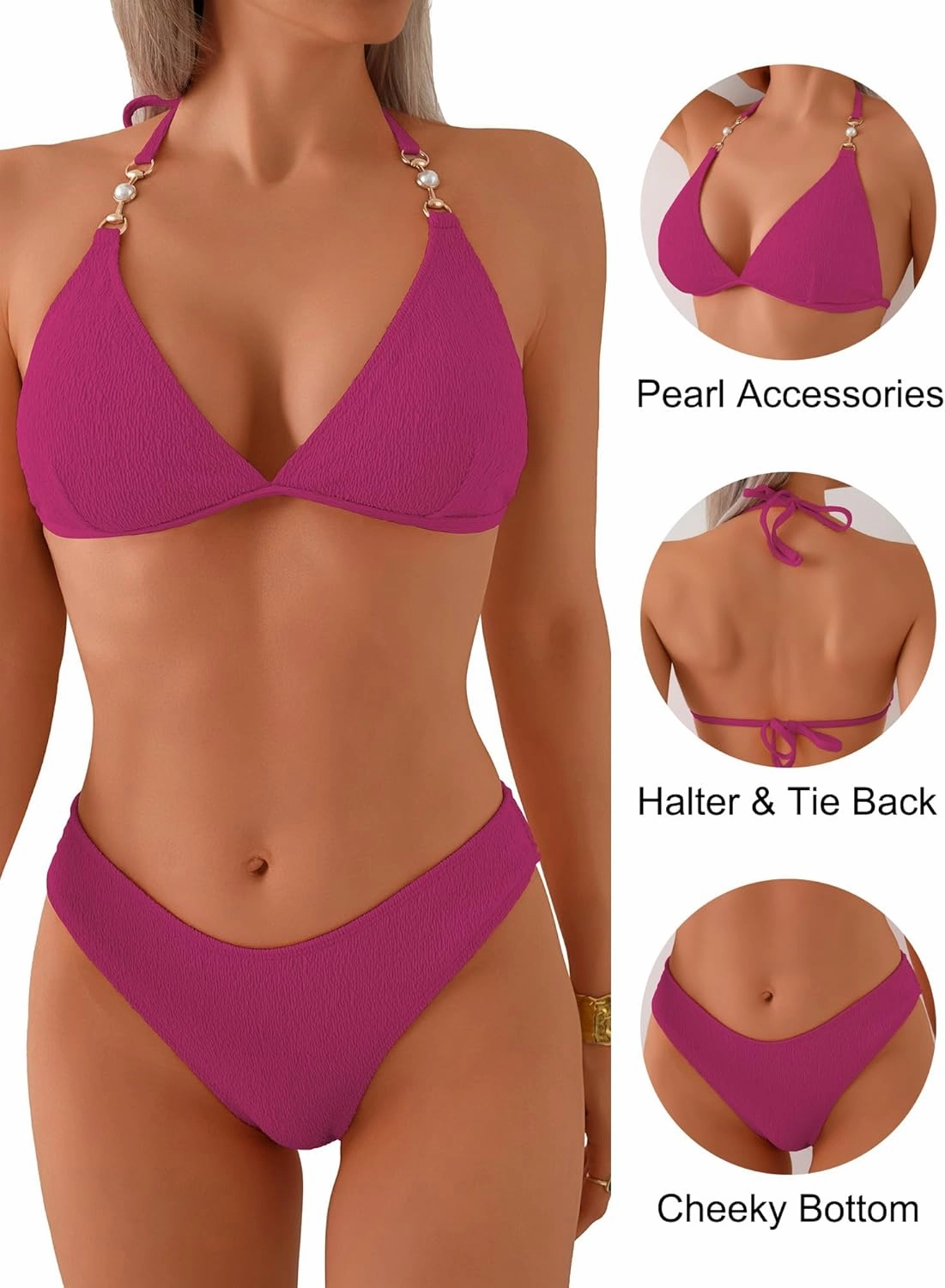 swimall Women's Triangle Bikini Set Cheeky High Cut Sexy Two Piece Swimsuit Cute Halter Bathing Suit