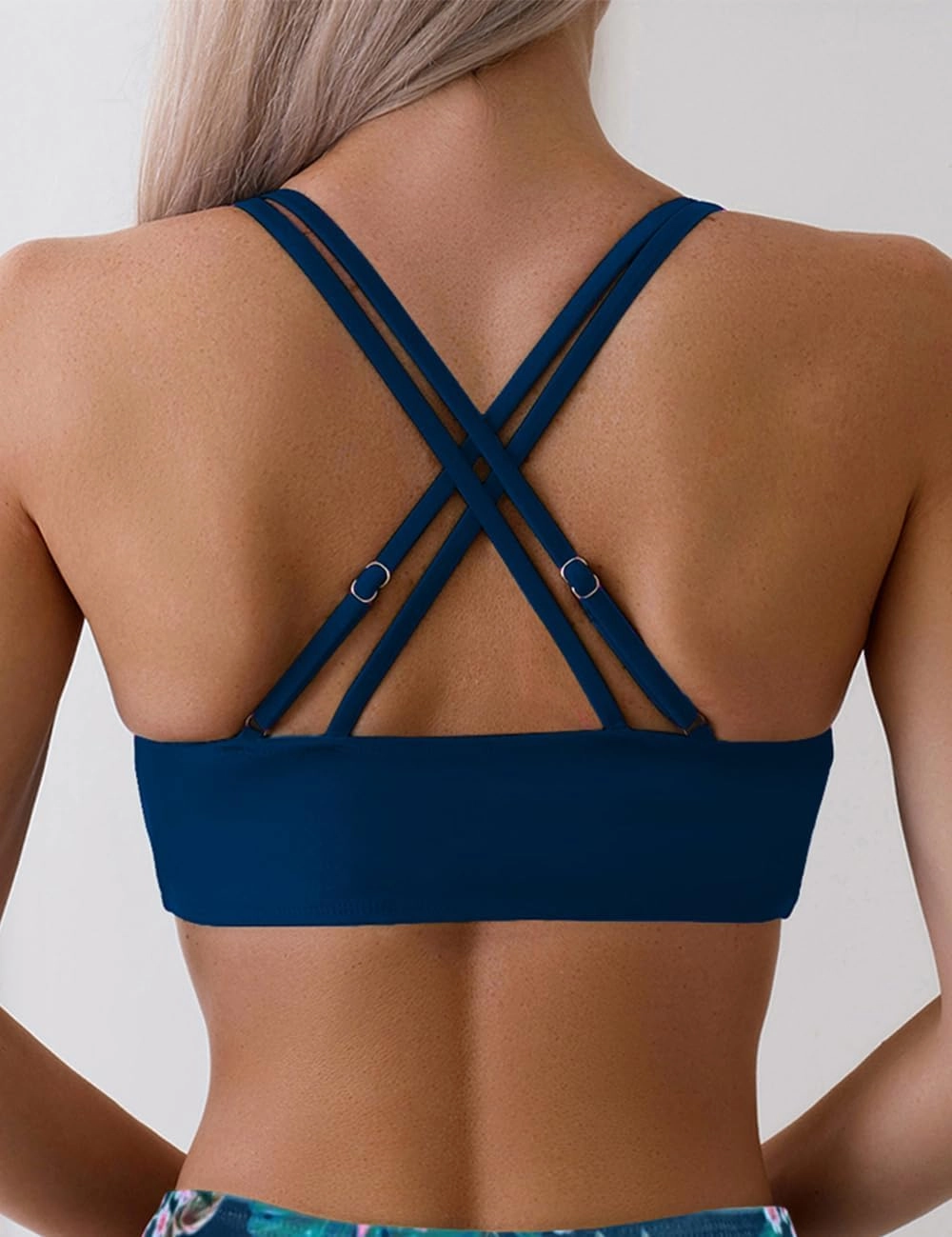 Tainehs Women's Push Up V Neck Bikini Tops Criss Cross Back Padded Bathing Suit Top Only