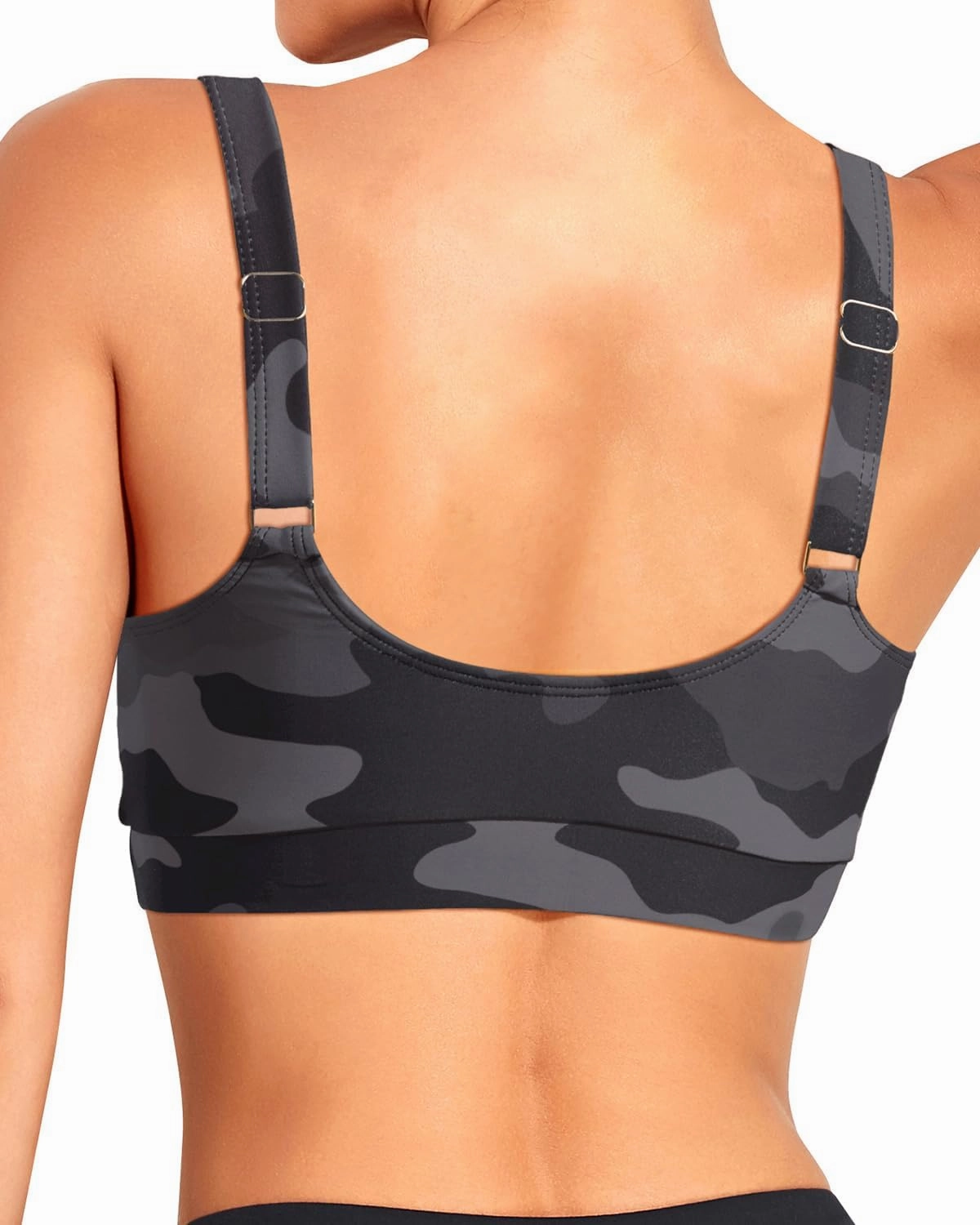 Tempt Me Women Sports Bra Bikini Tops Scoop Neck Bathing Suits Top Padded Swim Crop Tops Only