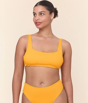 The Rye Bikini Top - Wide Rib - Tangerine