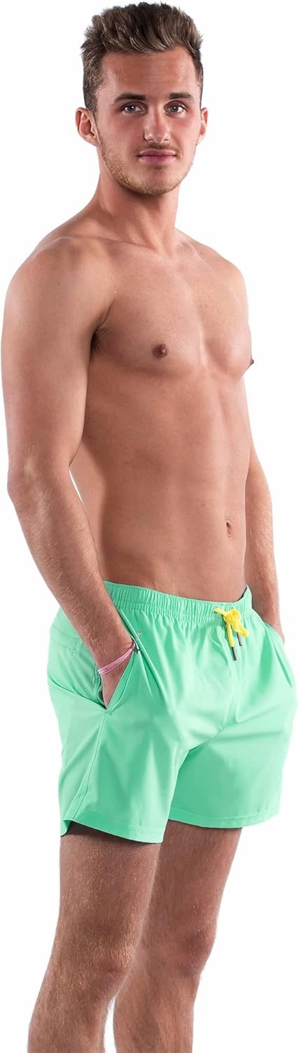 Third Wave Premium Swim Trunks - Men's 5 Inch Inseam Quick Dry Swim Shorts for Beach and Swimming