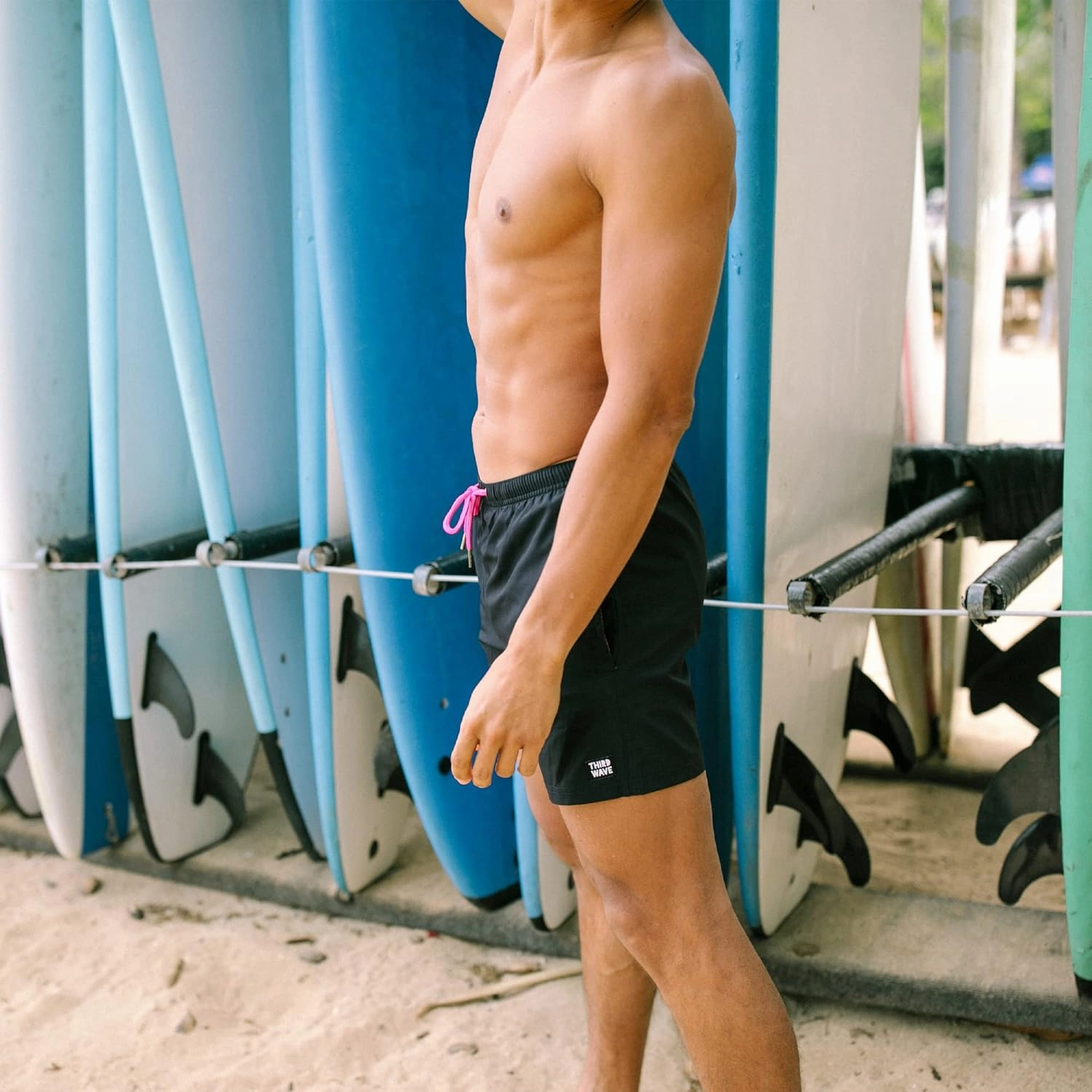 Third Wave Premium Swim Trunks - Men's 5 Inch Inseam Quick Dry Swim Shorts for Beach and Swimming