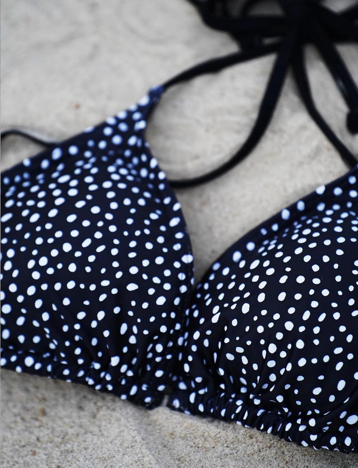 Triangle Bikini Tops for Women Halter String Bathing Suit Tops Sexy Brazilian Black White Swimsuit Top