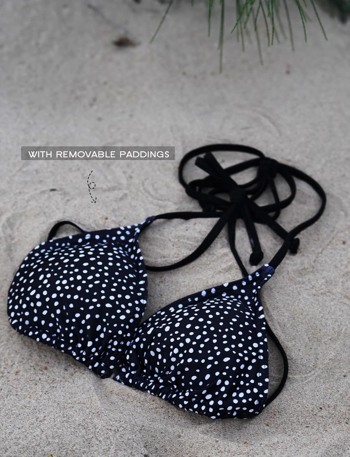 Triangle Bikini Tops for Women Halter String Bathing Suit Tops Sexy Brazilian Black White Swimsuit Top