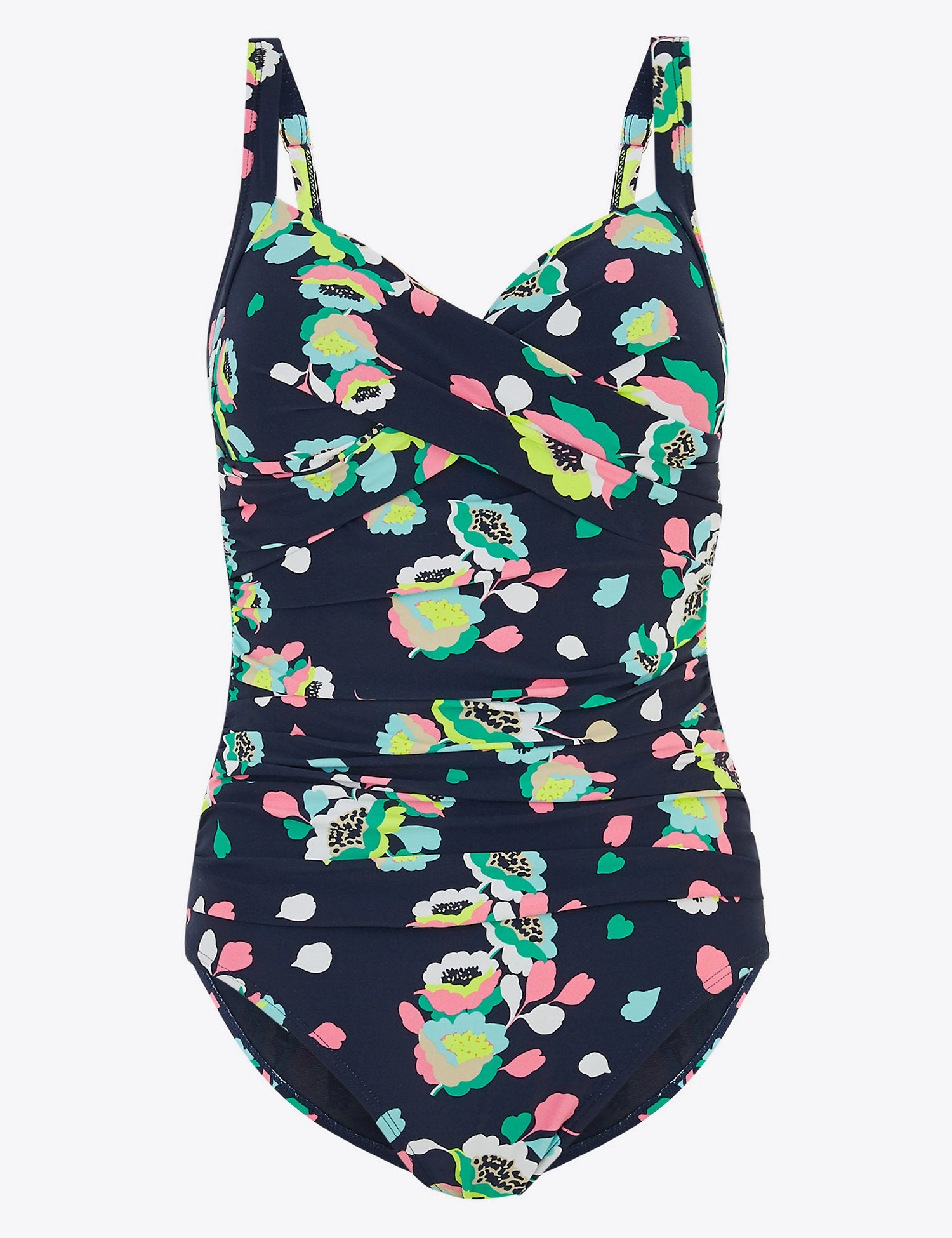 Tummy Control Floral Wrap Plunge Swimsuit