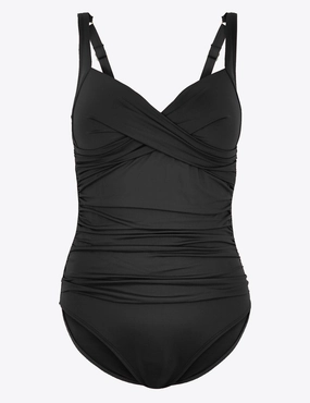Tummy Control Padded Wrap Plunge Swimsuit