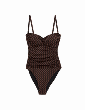 Tummy Control Printed Bandeau Swimsuit