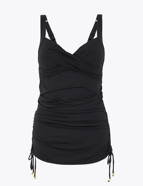 Tummy Control Wrap Skirted Plunge Swimsuit