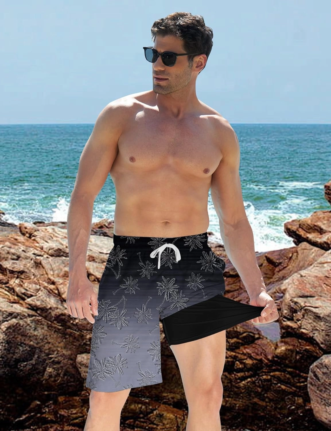 TUONROAD Mens Swim Trunks with Compression Liner 2 in 1 Board Shorts 9 Inch Quick Dry Swimming Trunks with Pockets
