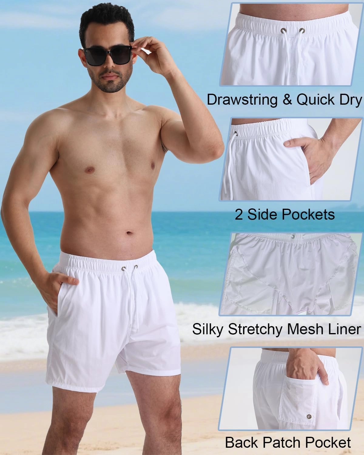 TUVEKE Men's Swim Trunks Quick Dry Bathing Suit for Men 5 Inch Inseam with Mesh Liner Mens Swimming Shorts Beach Shorts S-XXL