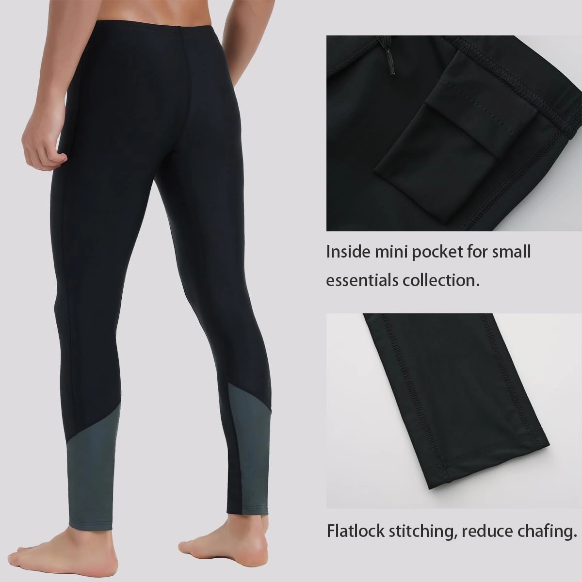 Ubestyle UPF 50  Men's Active Surfing Water Leggings Swim Pants Swim Tights Beach Pants Sun Protective