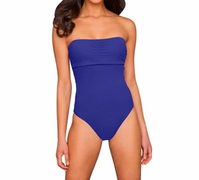Underwire Bandeau One Piece Swimsuit In Blue