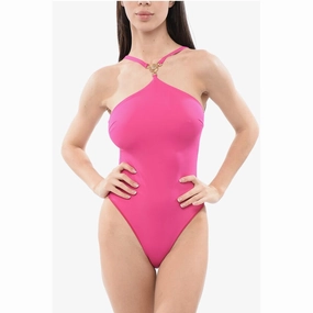 Versace One-piece Swimsuit with Medusa Women's Criss-cross