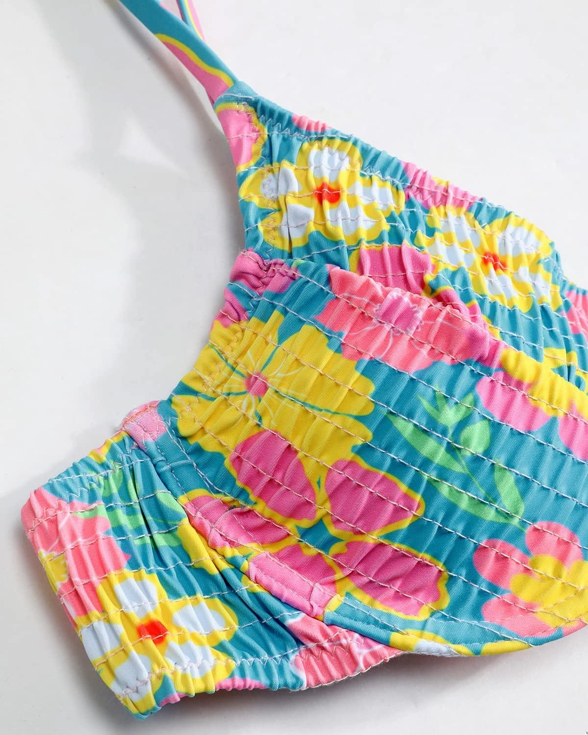 VOLAFA Women's Triangle Bikini Set Textured Frilled Smocked Ruched Push Up Swimsuit Two Piece Bathing Suit
