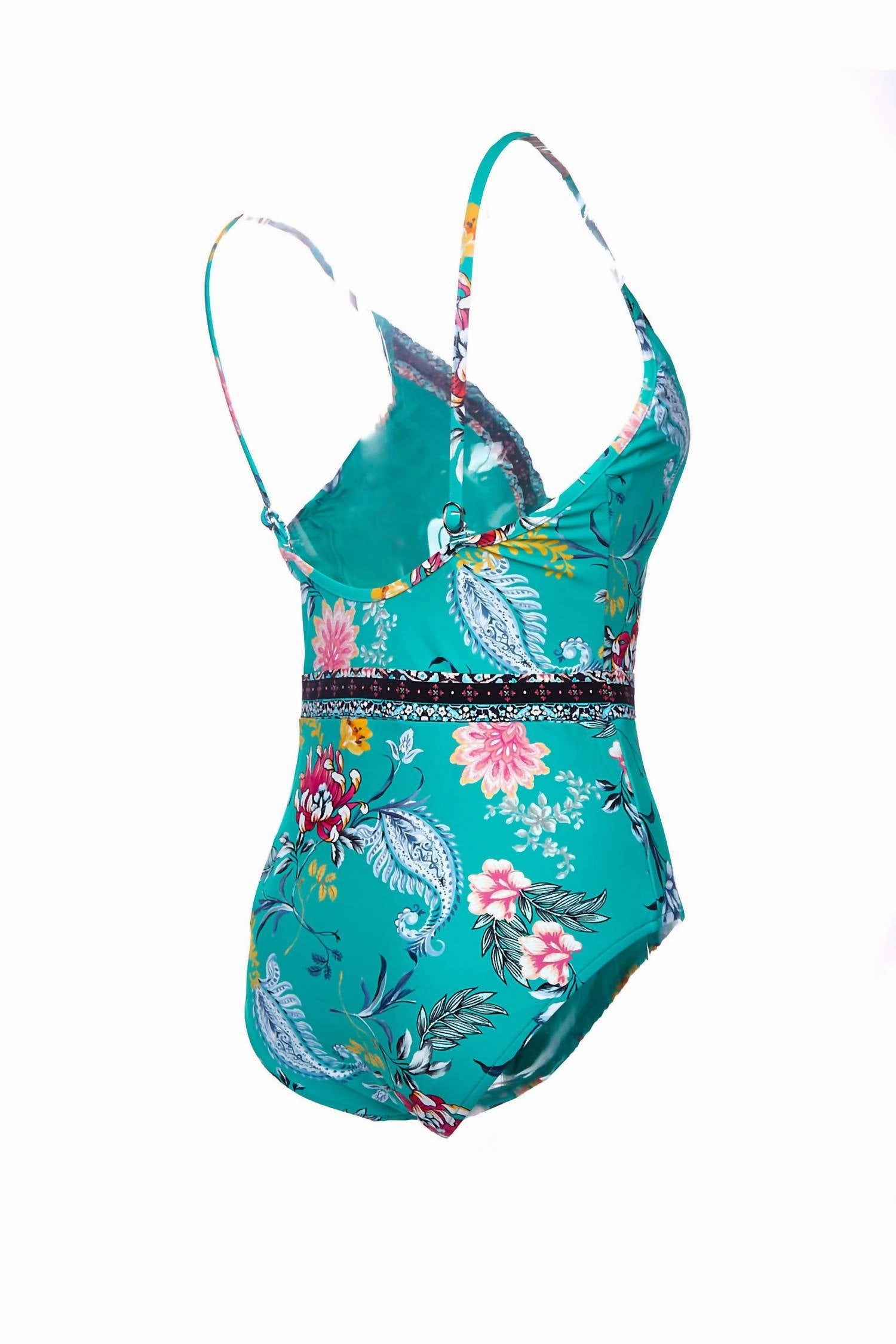 Water Garden Lace Up One Piece In Evergreen
