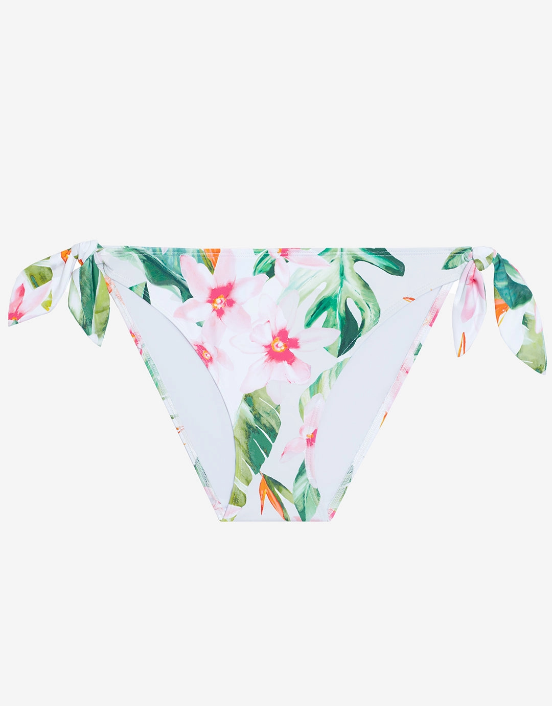 Watercolour Tropical Tie Side Hipster Bikini Pant - White Multi