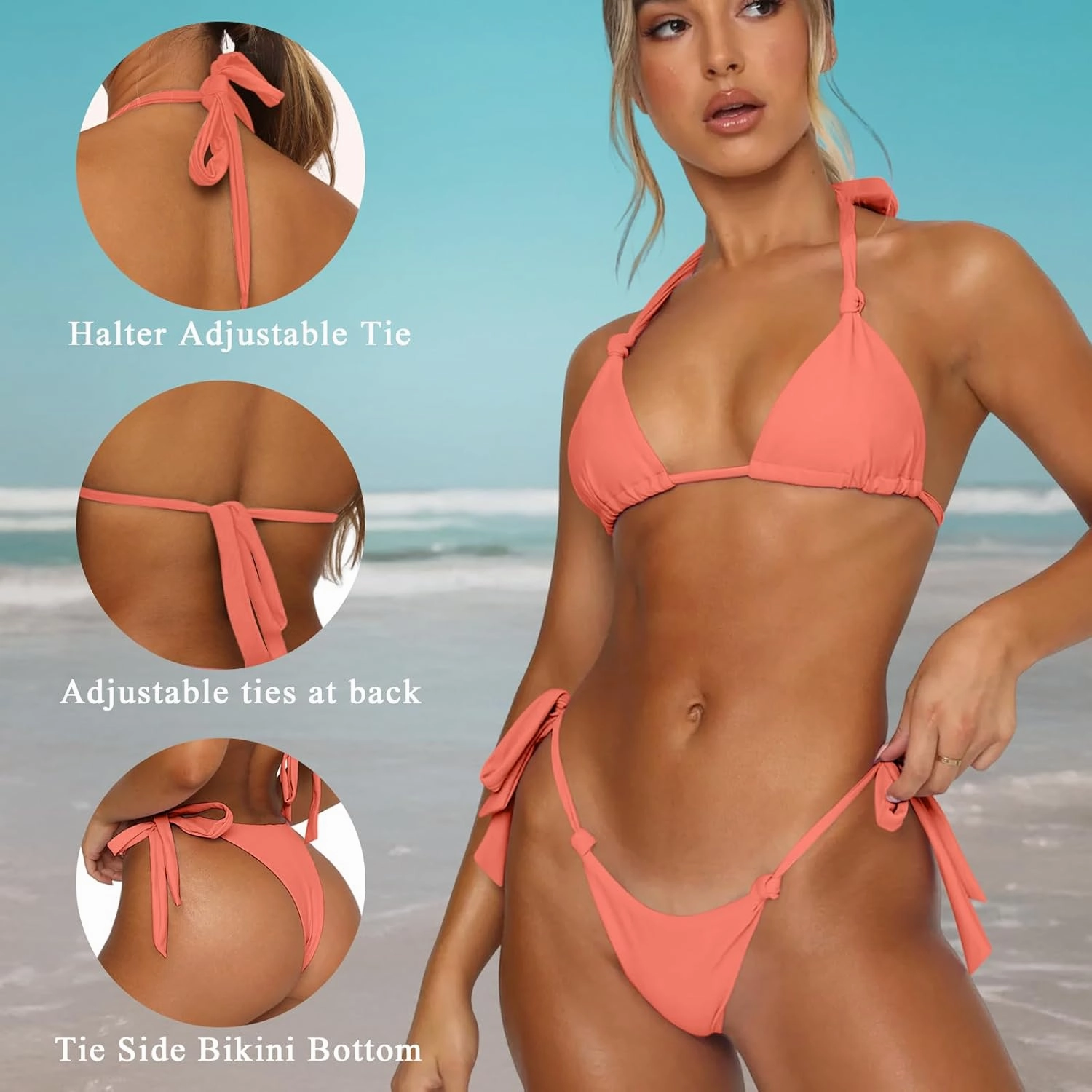 Women's Bikini Sets Bathing Suits Two Piece Swimsuits Sexy Triangle Halter Bikinis Top