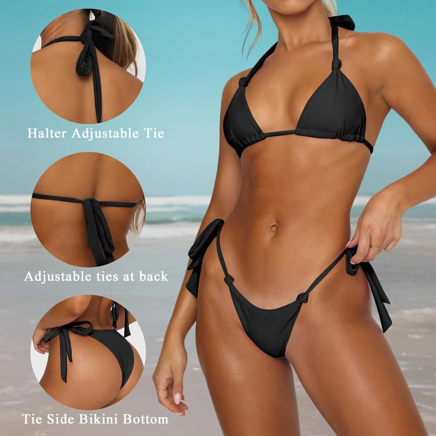 Women's Bikini Sets Bathing Suits Two Piece Swimsuits Sexy Triangle Halter Bikinis Top