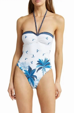 Women's Dream Sky Halter One-Piece Swimsuit In White