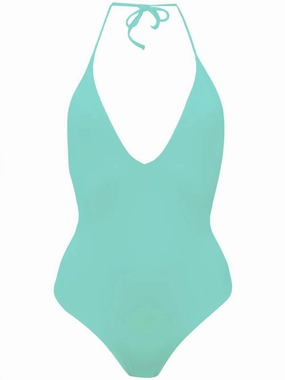 Women's Nina Halter Strap One-Piece In Aqua Sea