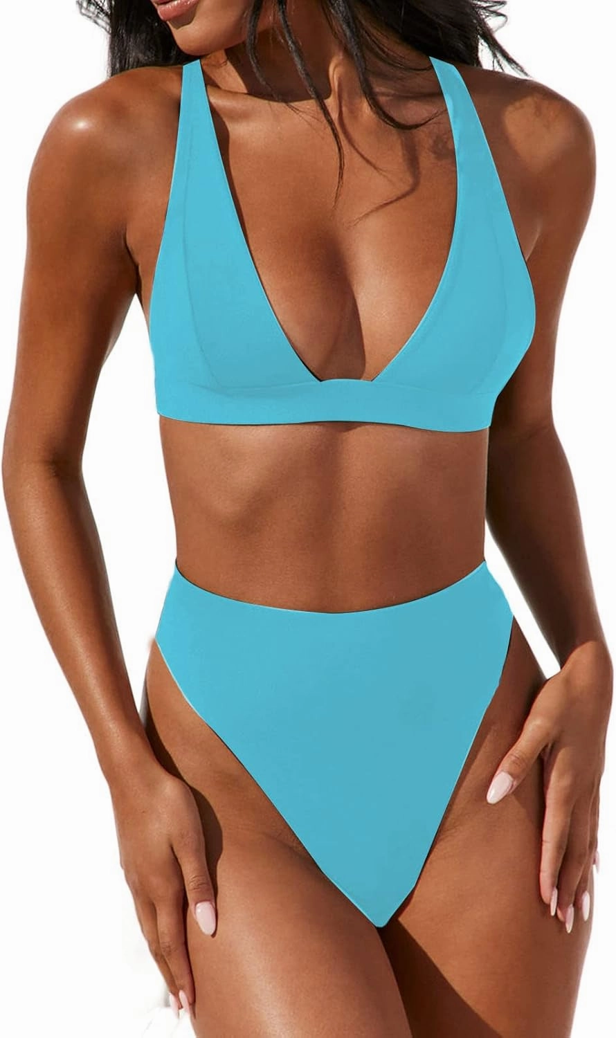 Women Sexy Brazilian Bikini Sets 2 Piece Cheeky Triangle Bikini V Neck Swimsuit high Cut Thong Bottom