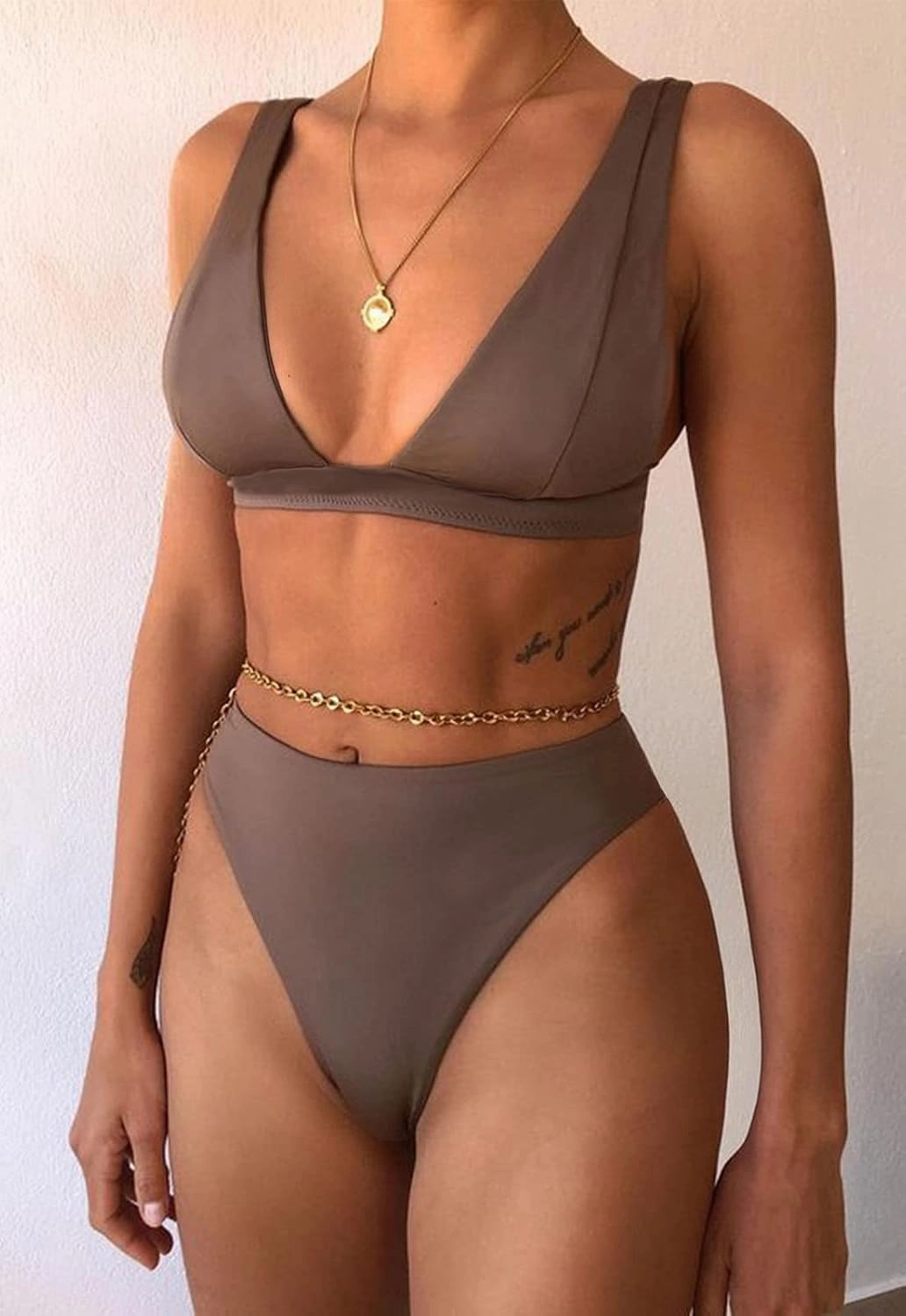 Women Sexy Brazilian Bikini Sets 2 Piece Cheeky Triangle Bikini V Neck Swimsuit high Cut Thong Bottom
