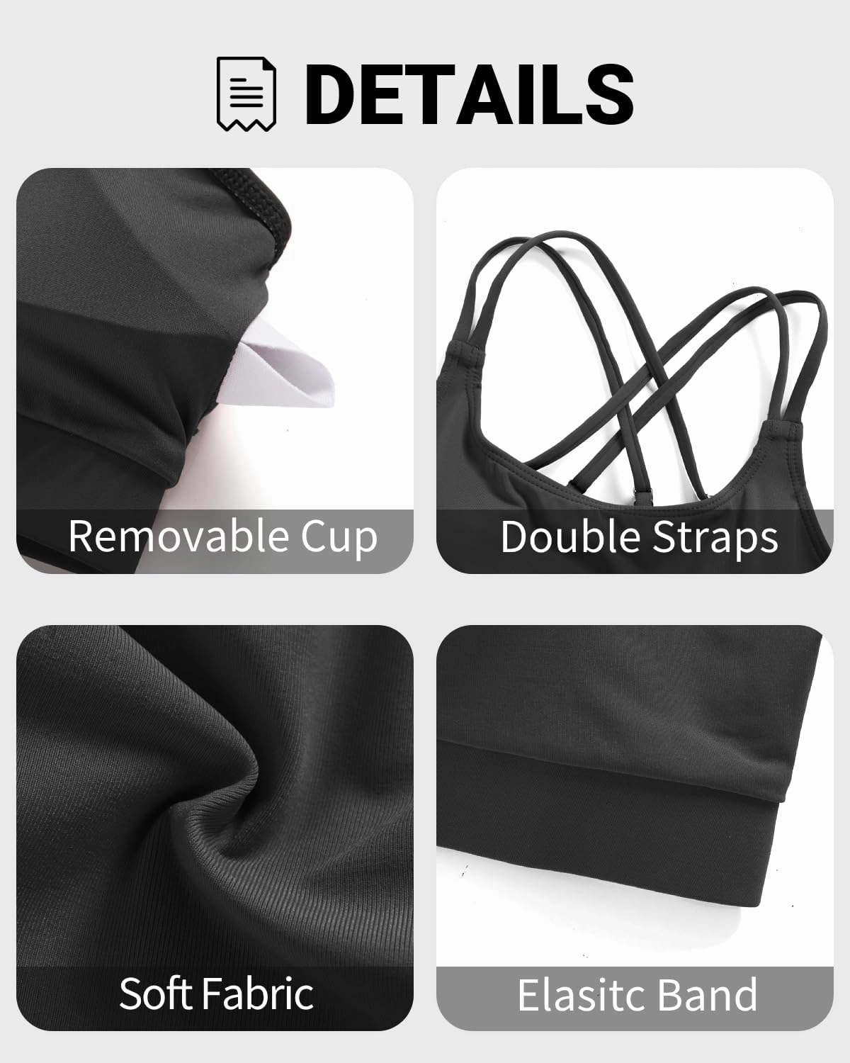 Women Sports Bra Bikini Top - Scoop Neck Criss Cross Back Swim Top Spaghetti Straps Bathing Suit Top Only 2025