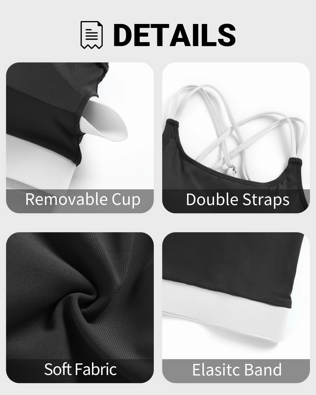 Women Sports Bra Bikini Top - Scoop Neck Criss Cross Back Swim Top Spaghetti Straps Bathing Suit Top Only 2025