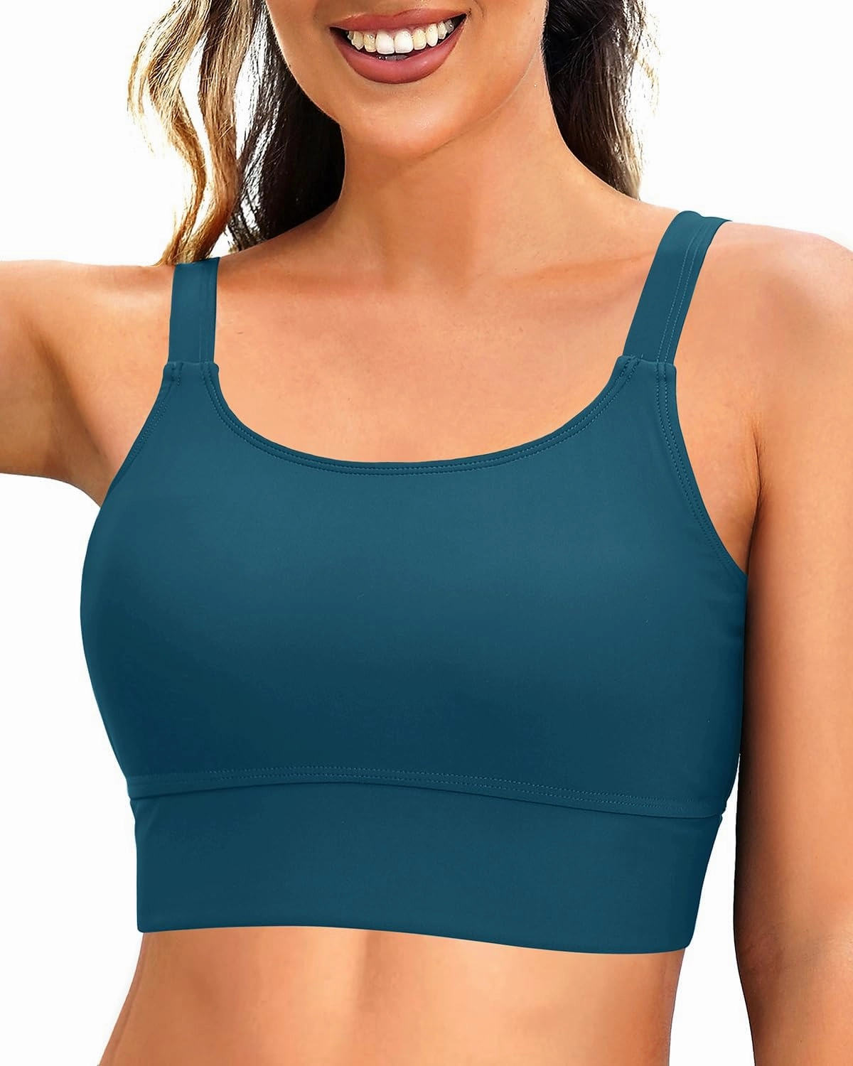 Women Sports Bra Swim Tops - Crop Bikini Top Supportive Bathing Suit Top Swimwear