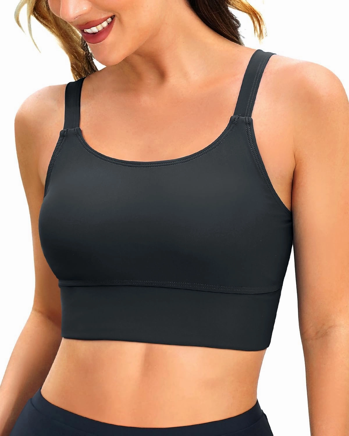 Women Sports Bra Swim Tops - Crop Bikini Top Supportive Bathing Suit Top Swimwear