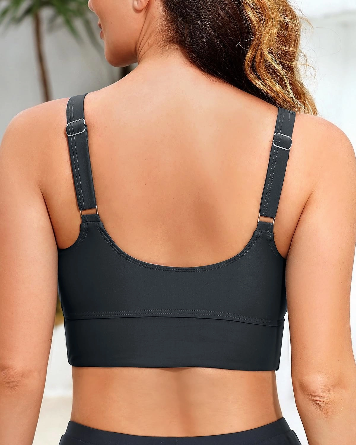 Women Sports Bra Swim Tops - Crop Bikini Top Supportive Bathing Suit Top Swimwear