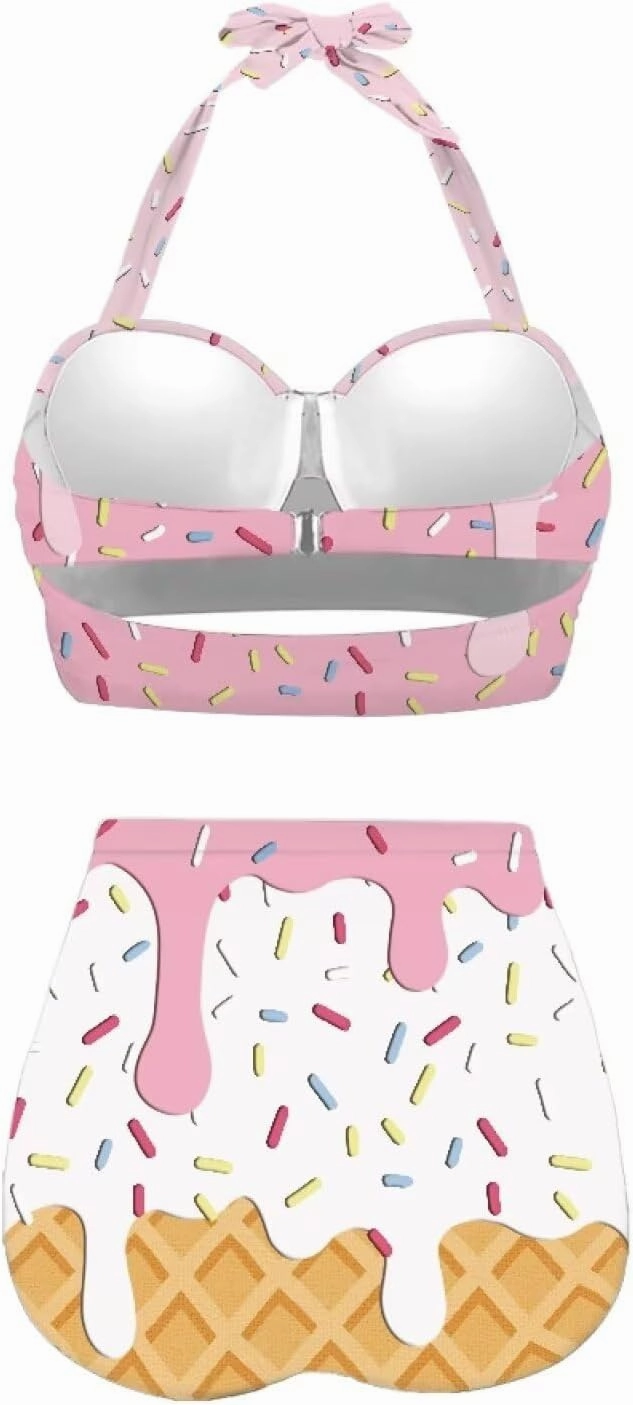 Women Two Piece Swimsuit High Waisted Push Up Bikini Sets Tummy Control Bathing Suit Plus Size Halter Swimwear S-2XL