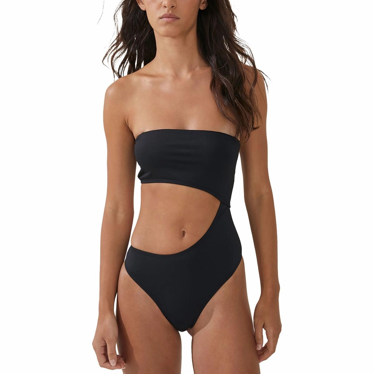 Womens Cut-Out Bandeau One-Piece Swimsuit