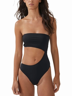 Womens Cut-Out Bandeau One-Piece Swimsuit