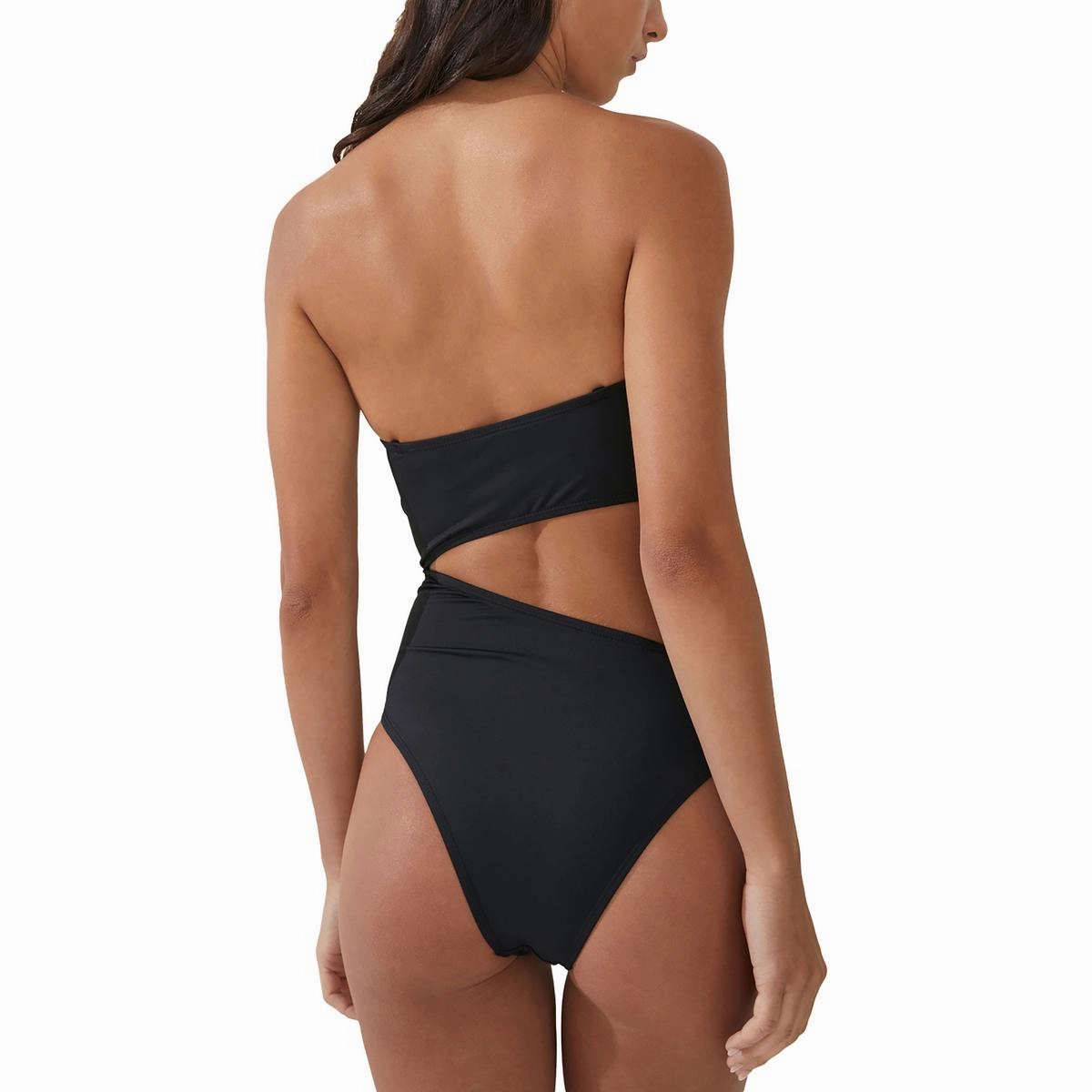 Womens Cut-Out Bandeau One-Piece Swimsuit