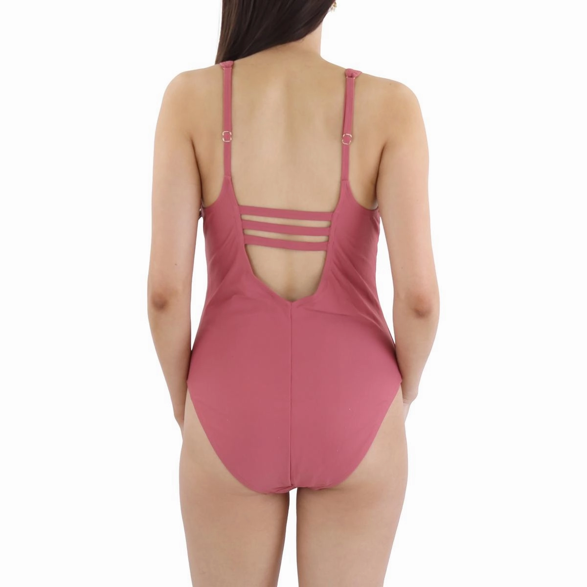 Womens Lace-Up Nylon One-Piece Swimsuit