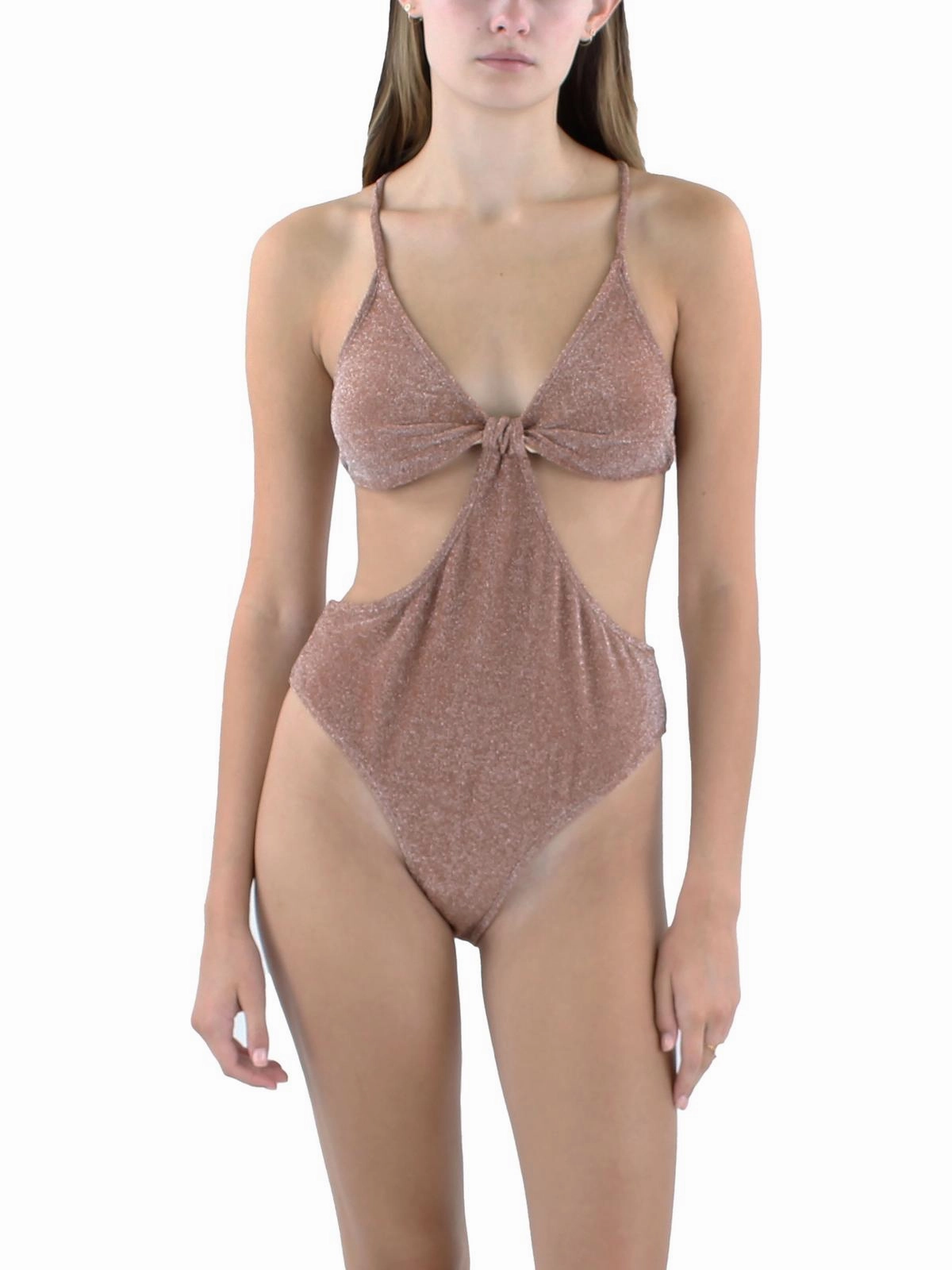 Womens Metallic Cut-Out One-Piece Swimsuit