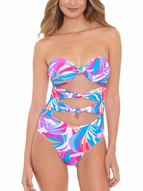 Womens Printed Knott One-Piece Swimsuit