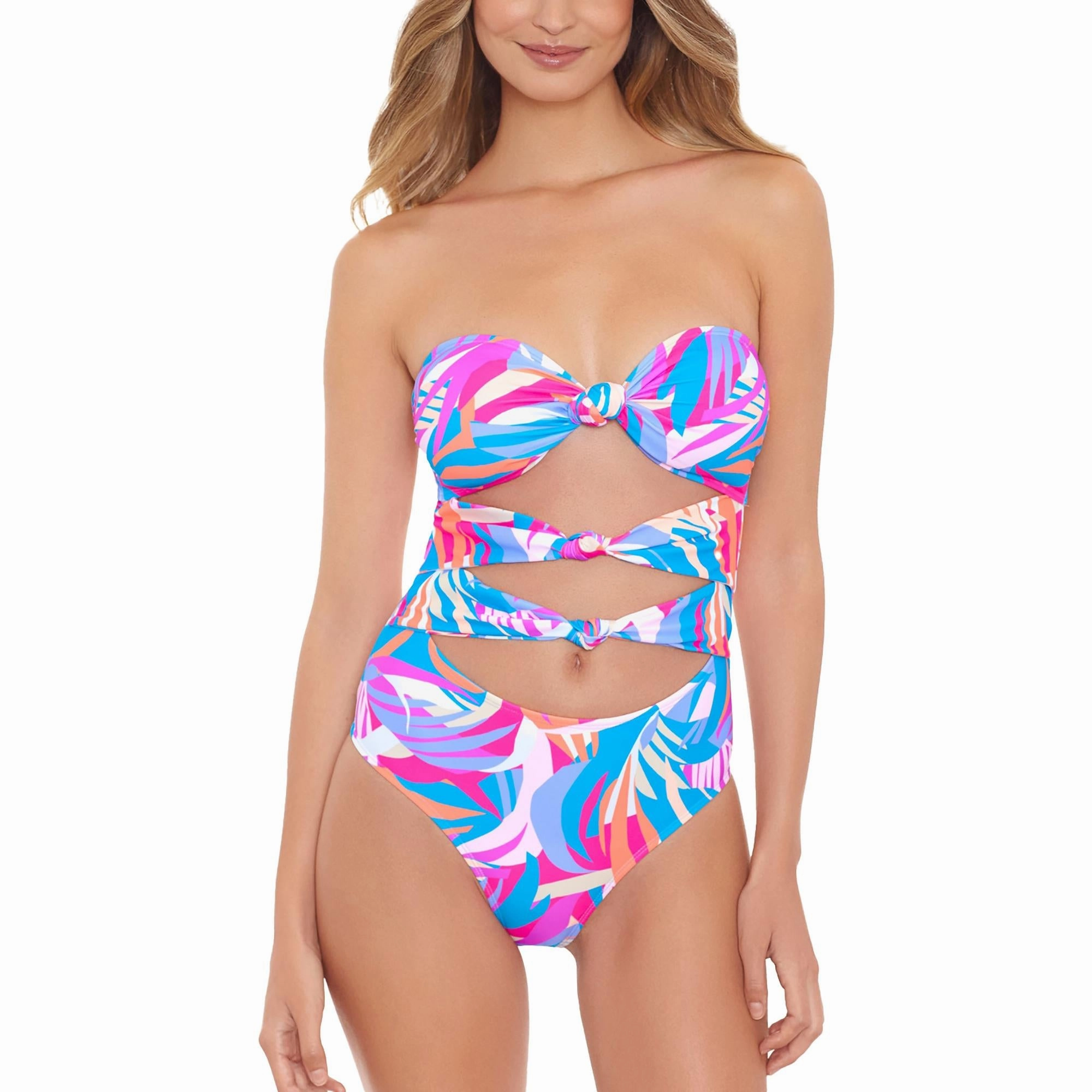 Womens Printed Knott One-Piece Swimsuit