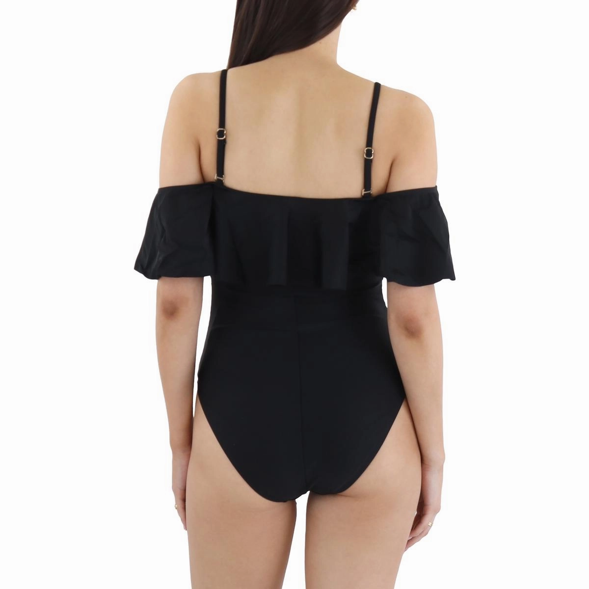 Womens Ruffled Nylon One-Piece Swimsuit