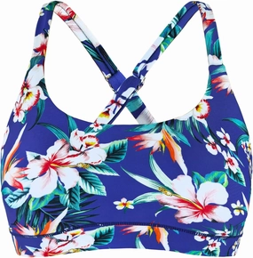 Womens Supportive Scoop Neck Sporty Swimsuit Cross Spaghetti Strap Bathing Suit Bikini Top