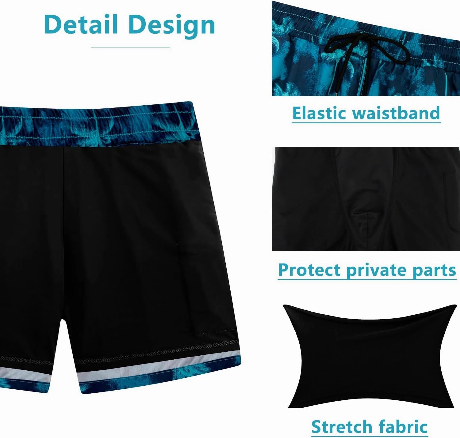 XiaoMoSha Mens Swim Trunks with Compression Liner 7" Quick Dry Board Shorts Bathing Suit with Pockets Swimwear Swimsuit S-2XL