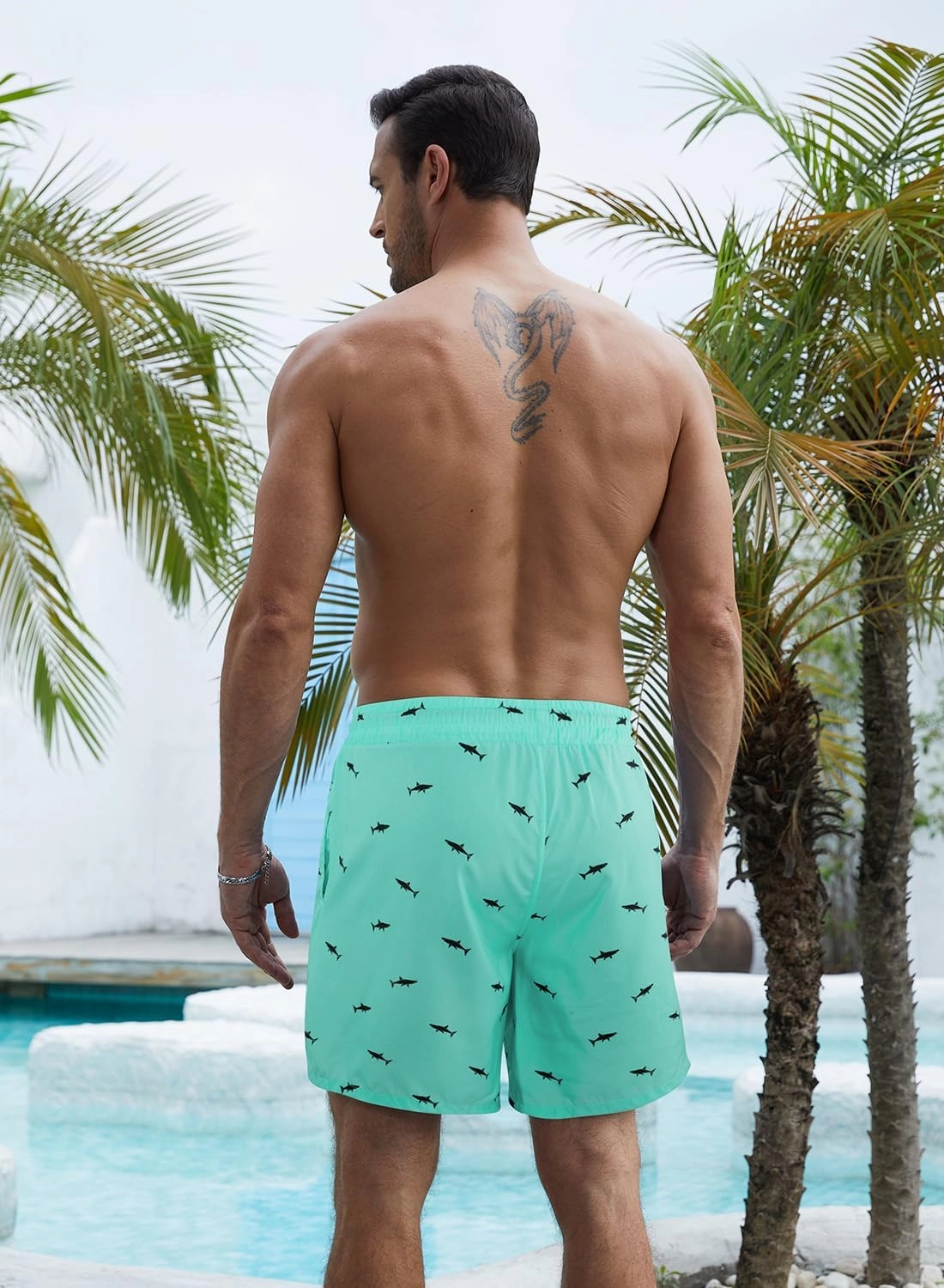 XiaoMoSha Mens Swim Trunks with Compression Liner 7" Quick Dry Board Shorts Bathing Suit with Pockets Swimwear Swimsuit S-2XL